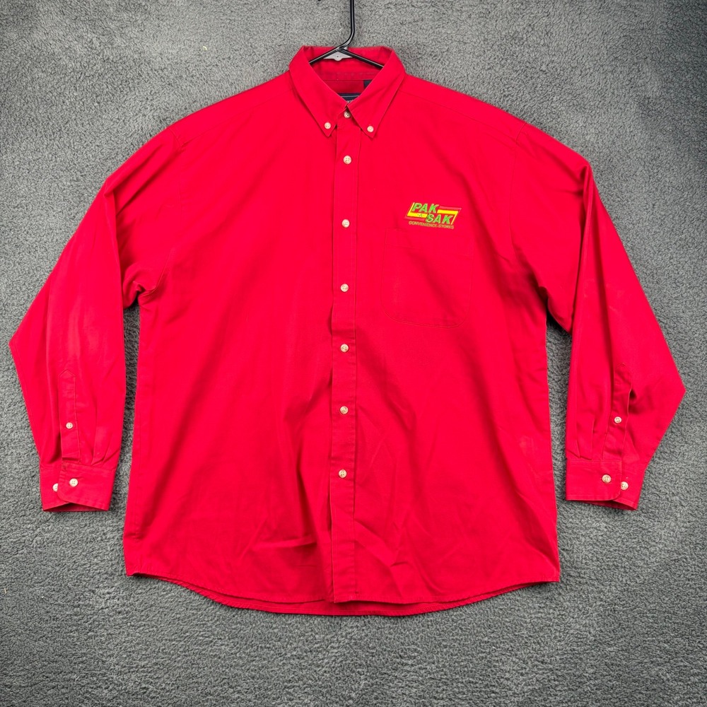 Blue Generation Mens Red Button Up Long Sleeve Work Shirt XL IPA KAWASAKI‎